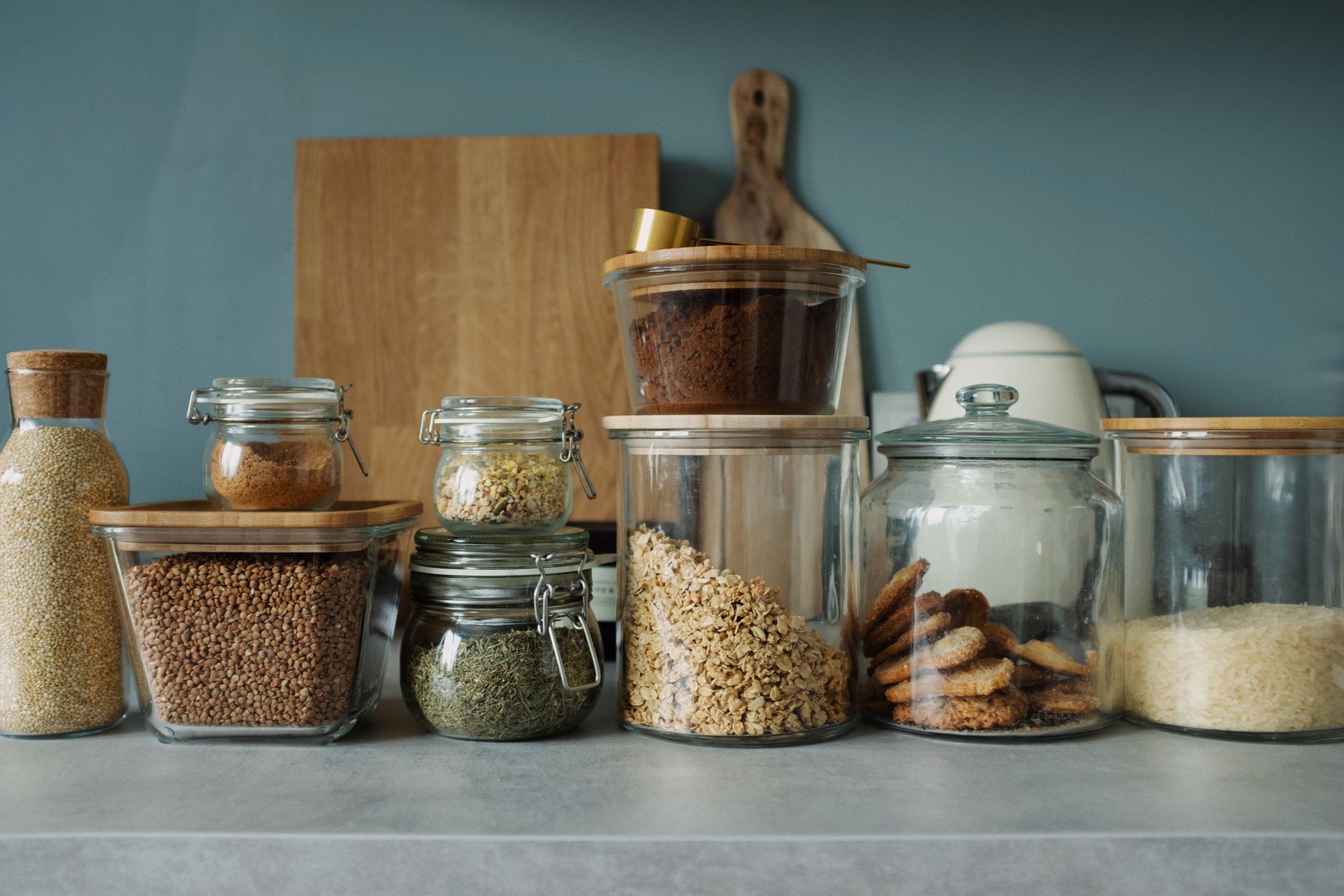 colorful healthy meal prep containers kitchen