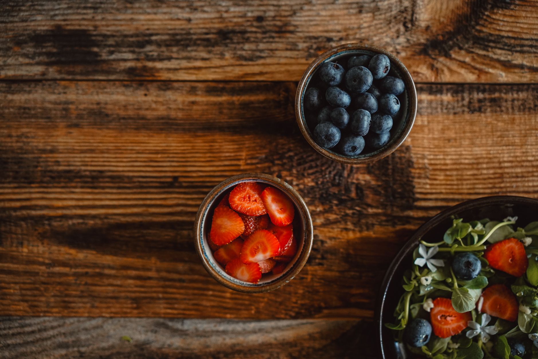 colorful healthy meal bowl overhead shot