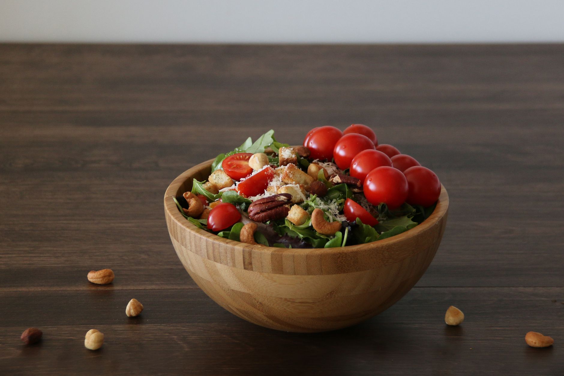 colorful healthy meal salad bowl on wooden table