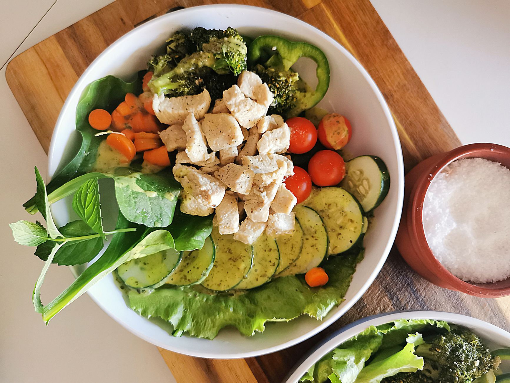 colorful healthy meal bowl overhead shot