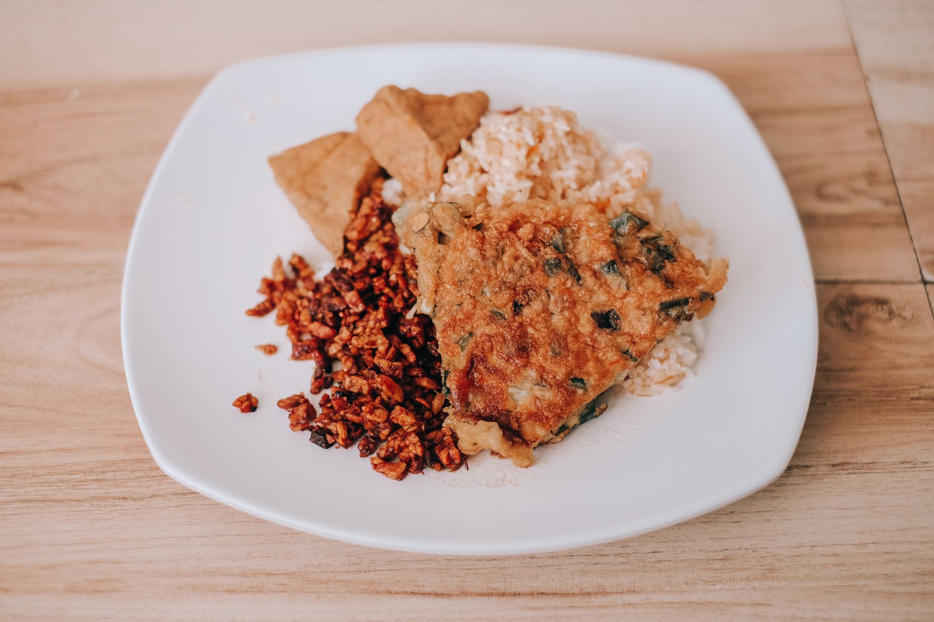 Indonesian healthy meal warteg style on table
